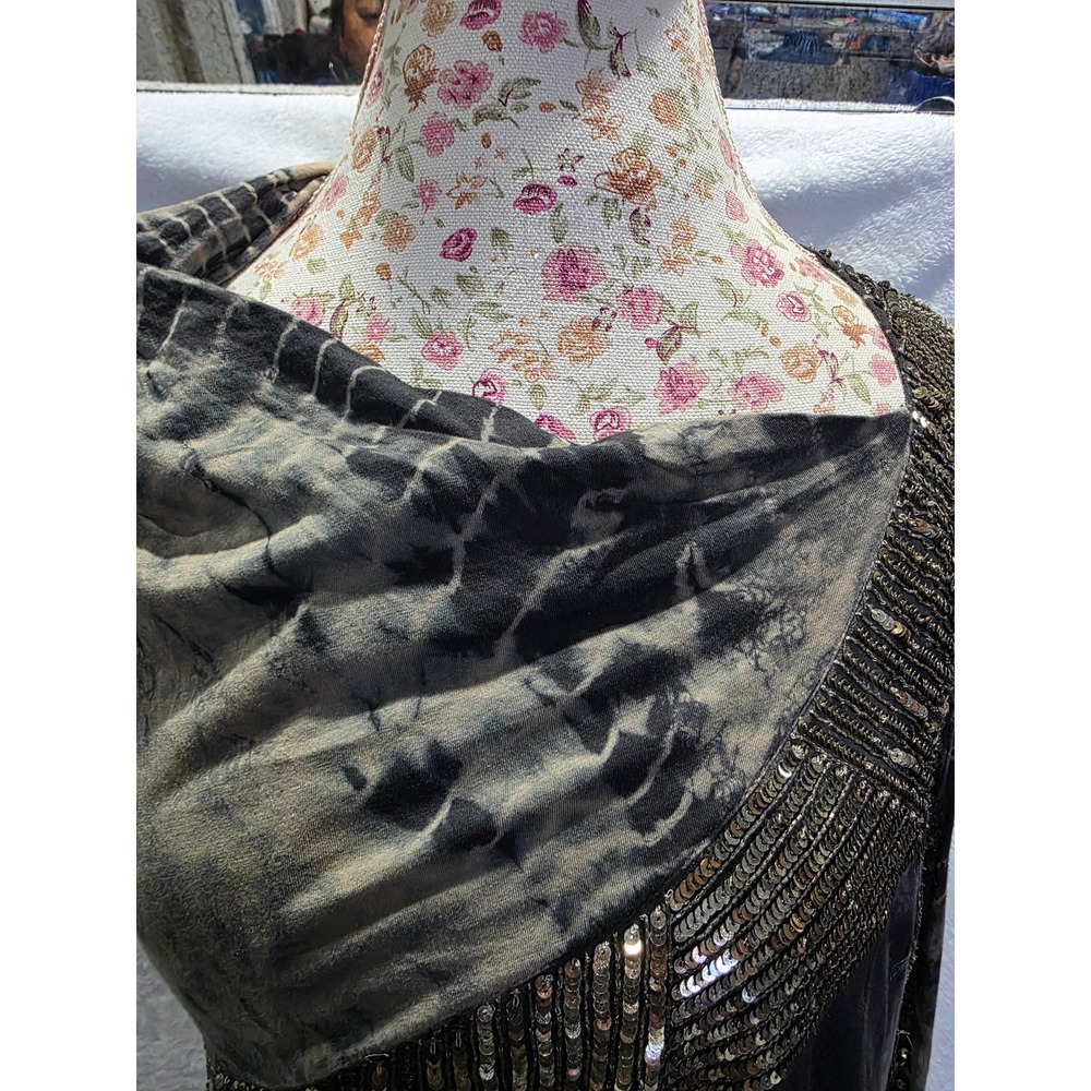 AllSaints Spitalfields Tie Dye Top Sequin Embellished Rock Biker Party Glam Sz12 - Picture 4 of 8